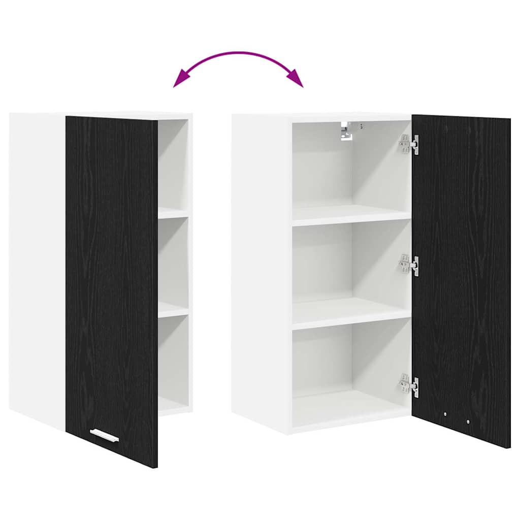 Hangkast Riga Zwarte Eik en Wit 40 x 31 x 80 cm Bewerkt hout