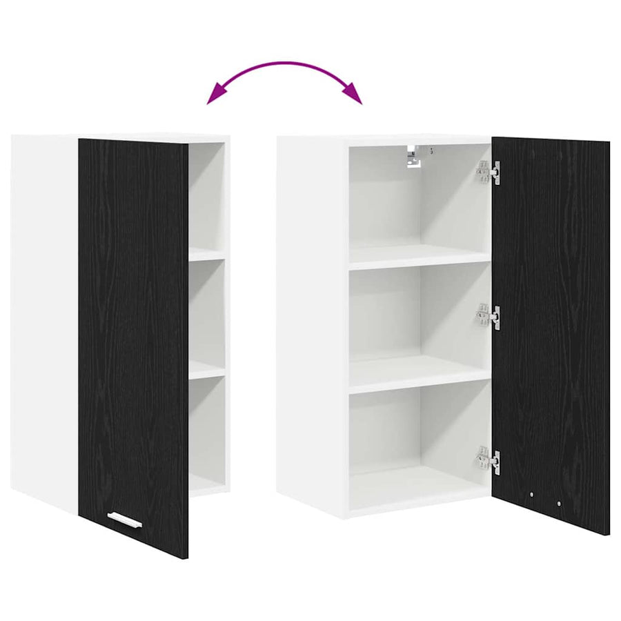 Hangkast Riga Zwarte Eik en Wit 40 x 31 x 80 cm Bewerkt hout