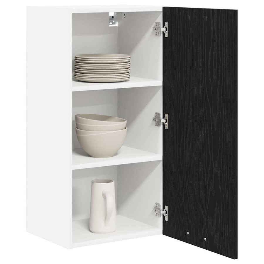 Hangkast Riga Zwarte Eik en Wit 40 x 31 x 80 cm Bewerkt hout