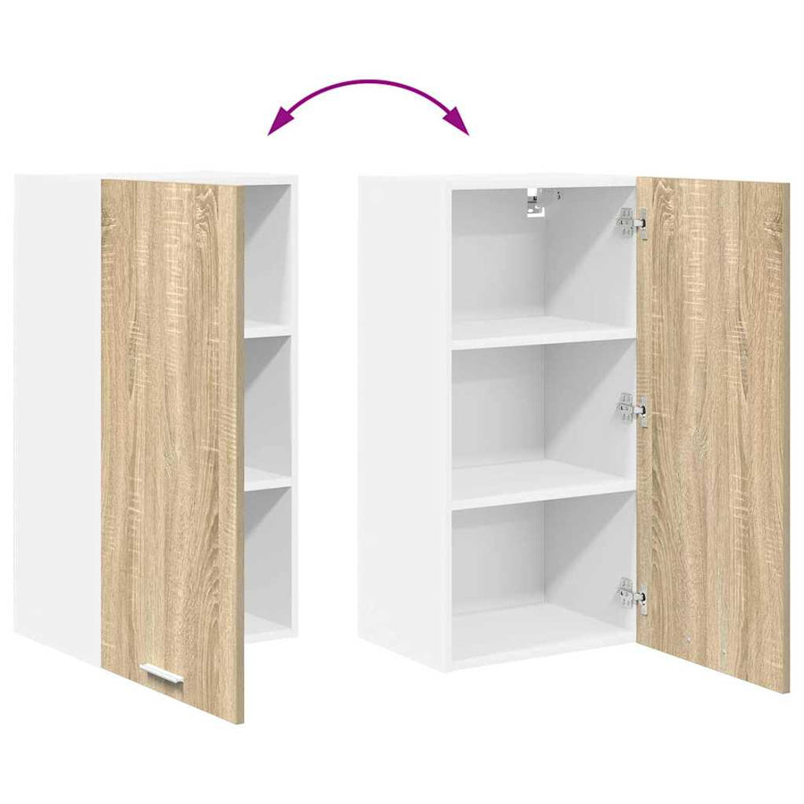 Hangkast Riga Sonoma Eik en Wit 40 x 31 x 80 cm Bewerkt hout