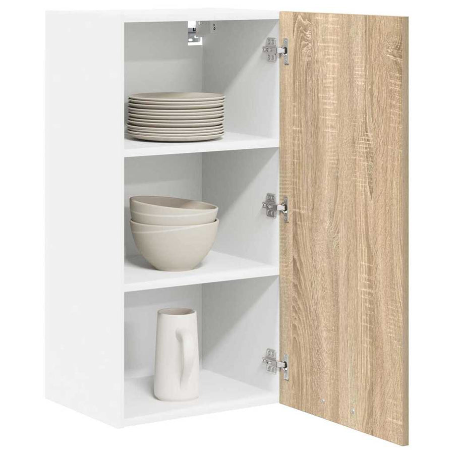 Hangkast Riga Sonoma Eik en Wit 40 x 31 x 80 cm Bewerkt hout