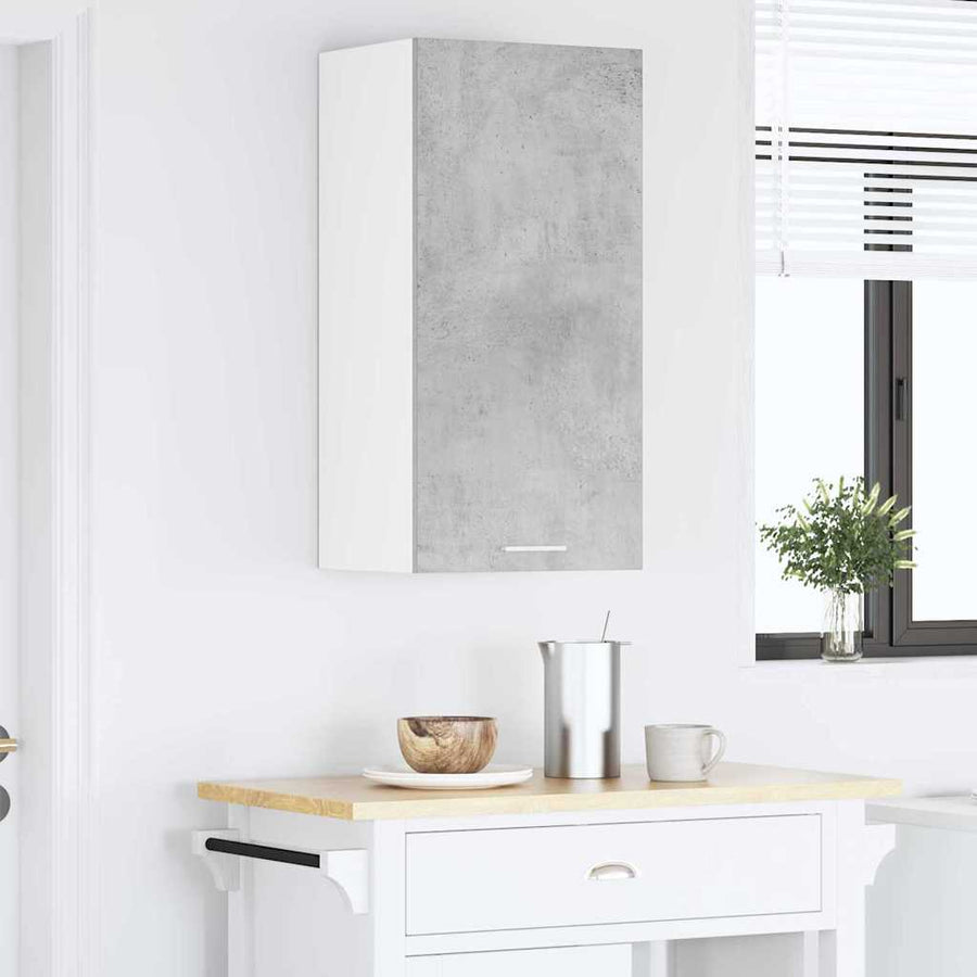 Hangkast Riga Beton Grijs en Wit 40 x 31 x 80 cm Bewerkt hout