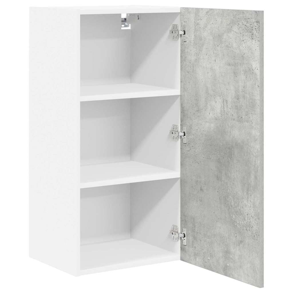 Hangkast Riga Beton Grijs en Wit 40 x 31 x 80 cm Bewerkt hout
