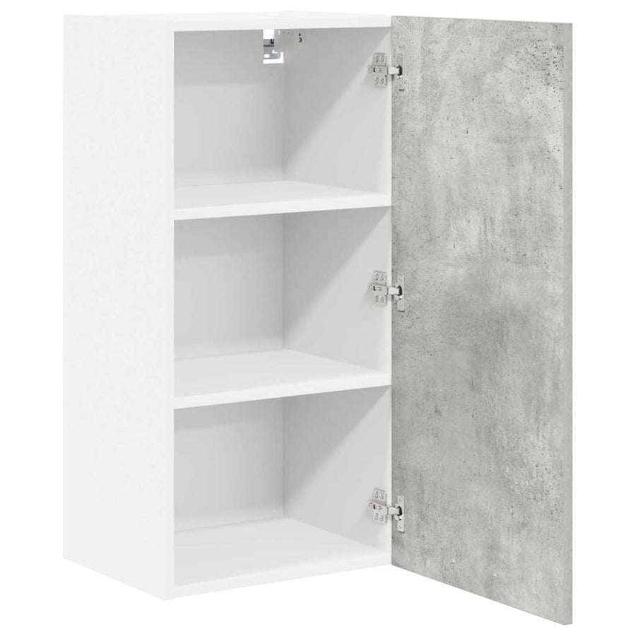 Hangkast Riga Beton Grijs en Wit 40 x 31 x 80 cm Bewerkt hout