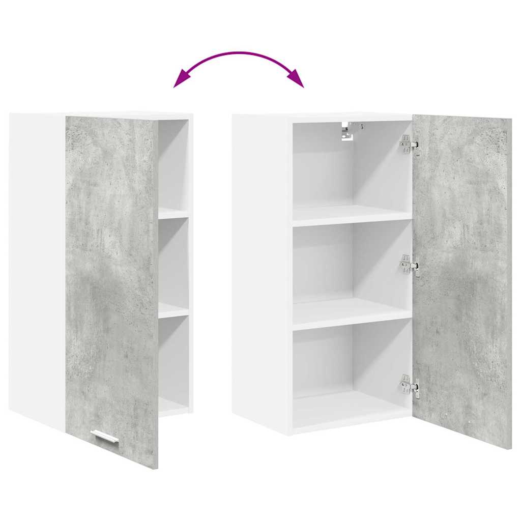 Hangkast Riga Beton Grijs en Wit 40 x 31 x 80 cm Bewerkt hout