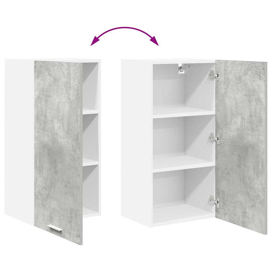 Hangkast Riga Beton Grijs en Wit 40 x 31 x 80 cm Bewerkt hout
