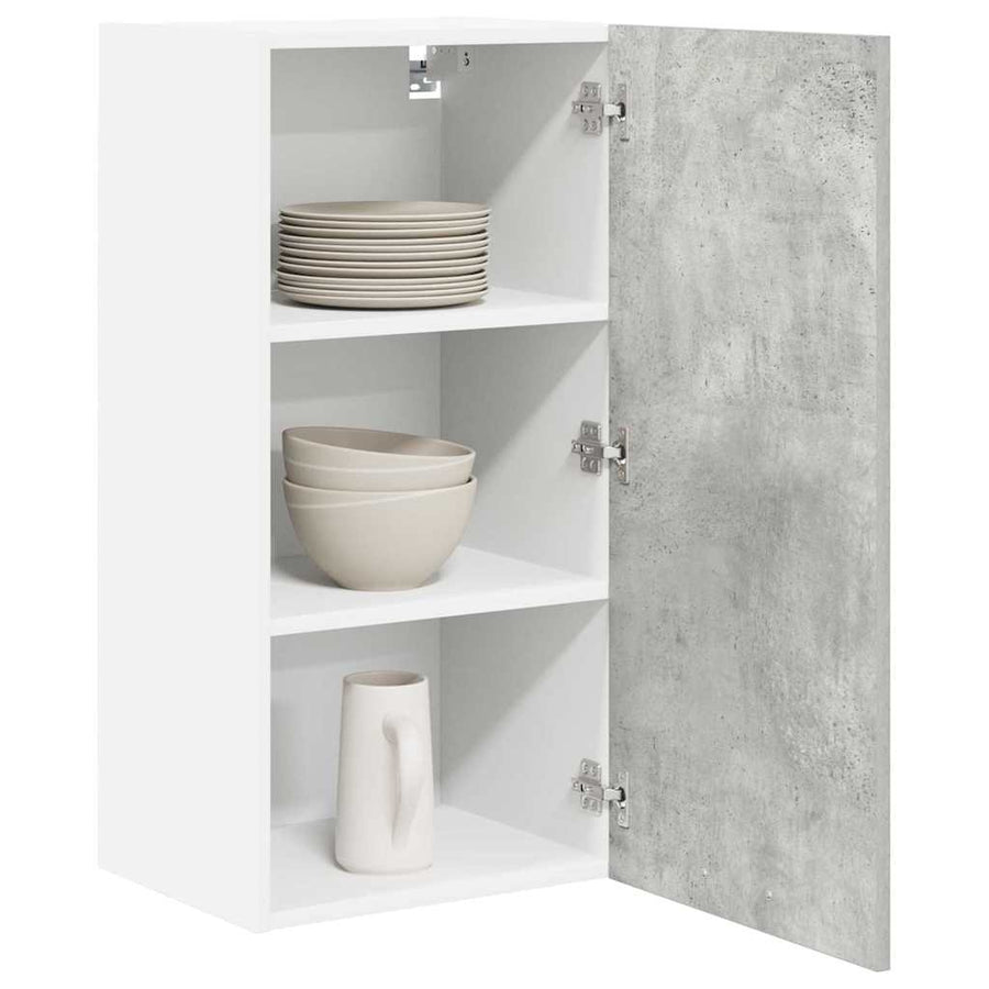 Hangkast Riga Beton Grijs en Wit 40 x 31 x 80 cm Bewerkt hout