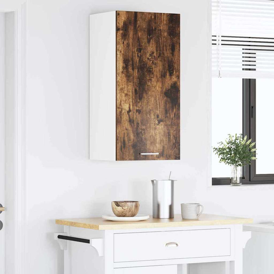 Hangkast Riga Gerookte Eik en Wit 40 x 31 x 80 cm Bewerkt hout