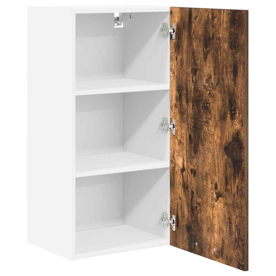 Hangkast Riga Gerookte Eik en Wit 40 x 31 x 80 cm Bewerkt hout