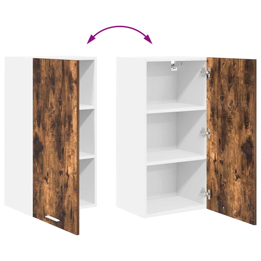 Hangkast Riga Gerookte Eik en Wit 40 x 31 x 80 cm Bewerkt hout