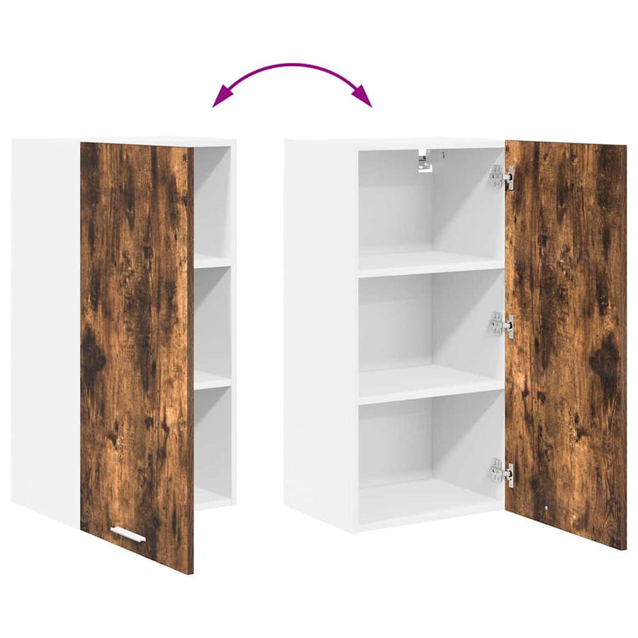 Hangkast Riga Gerookte Eik en Wit 40 x 31 x 80 cm Bewerkt hout