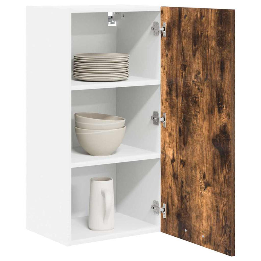 Hangkast Riga Gerookte Eik en Wit 40 x 31 x 80 cm Bewerkt hout