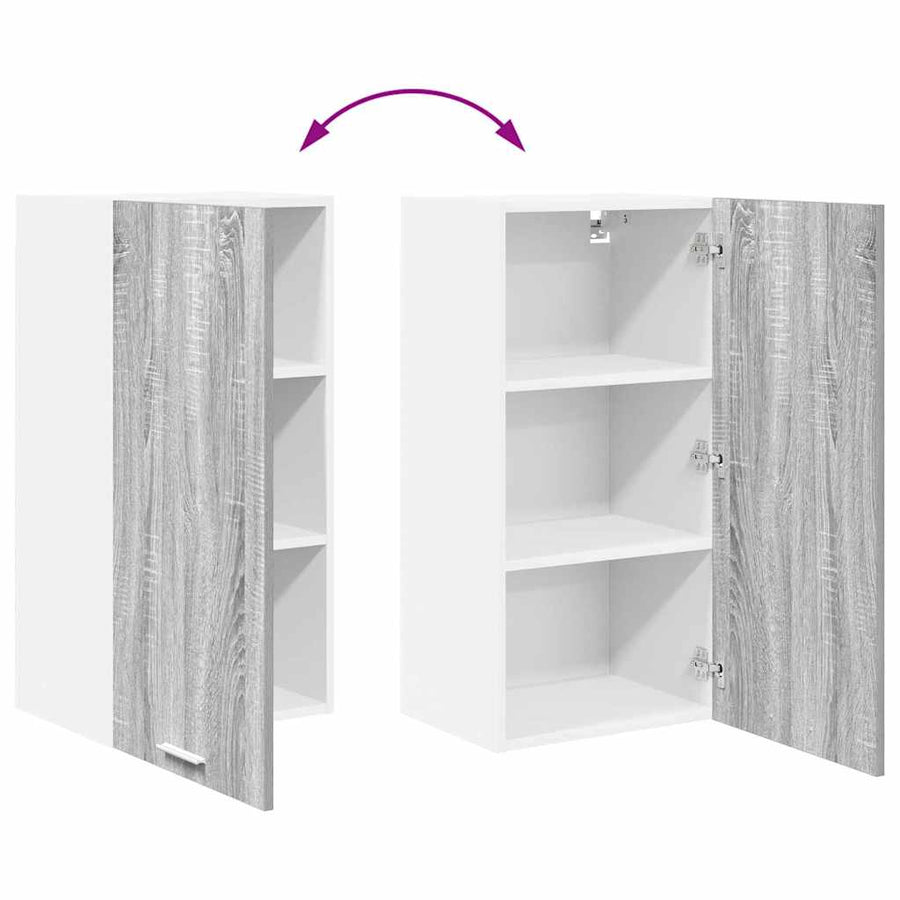 Hangkast Riga Grijs Sonoma en Wit 40 x 31 x 80 cm Bewerkt hout