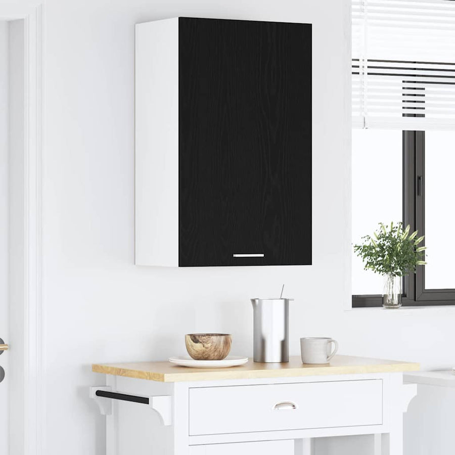 Hangkast Riga Zwarte Eik en Wit 50 x 31 x 80 cm Bewerkt hout