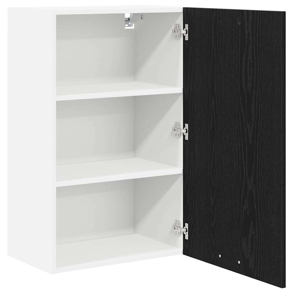 Hangkast Riga Zwarte Eik en Wit 50 x 31 x 80 cm Bewerkt hout