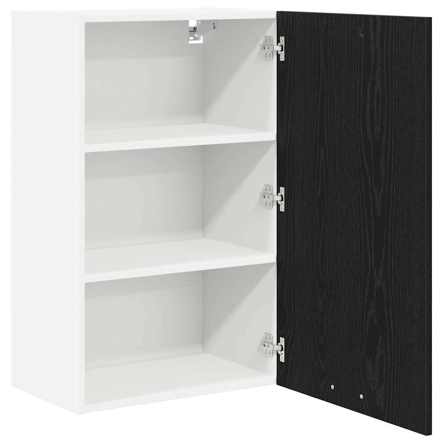 Hangkast Riga Zwarte Eik en Wit 50 x 31 x 80 cm Bewerkt hout