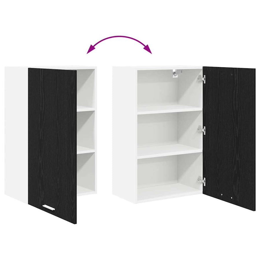Hangkast Riga Zwarte Eik en Wit 50 x 31 x 80 cm Bewerkt hout