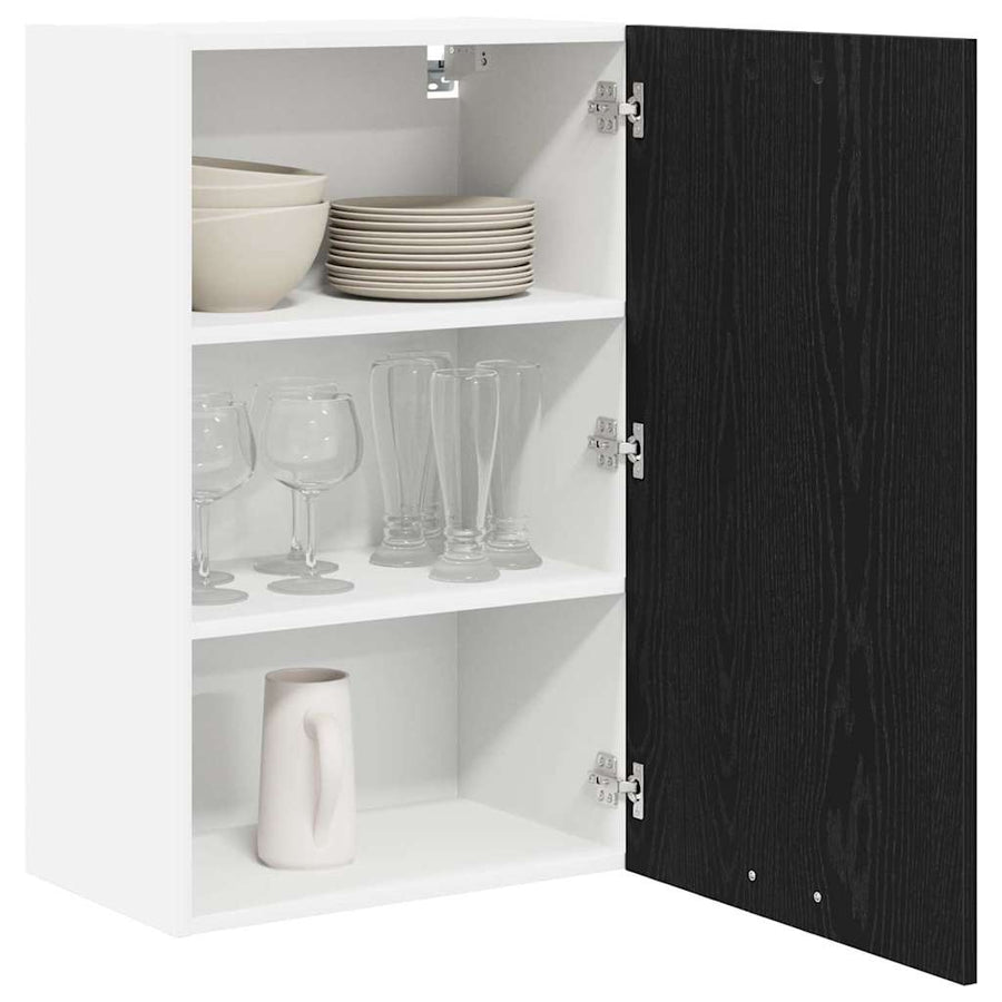 Hangkast Riga Zwarte Eik en Wit 50 x 31 x 80 cm Bewerkt hout