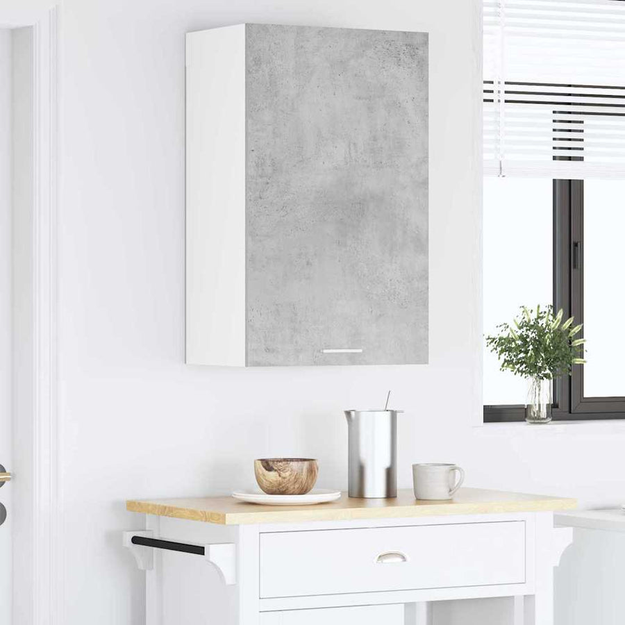 Hangkast Riga Beton Grijs en Wit 50 x 31 x 80 cm Bewerkt hout