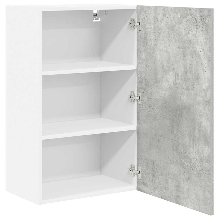 Hangkast Riga Beton Grijs en Wit 50 x 31 x 80 cm Bewerkt hout