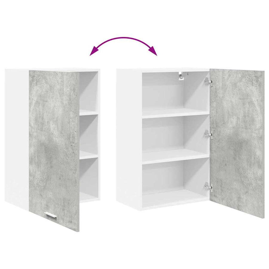 Hangkast Riga Beton Grijs en Wit 50 x 31 x 80 cm Bewerkt hout
