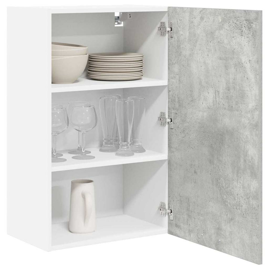Hangkast Riga Beton Grijs en Wit 50 x 31 x 80 cm Bewerkt hout