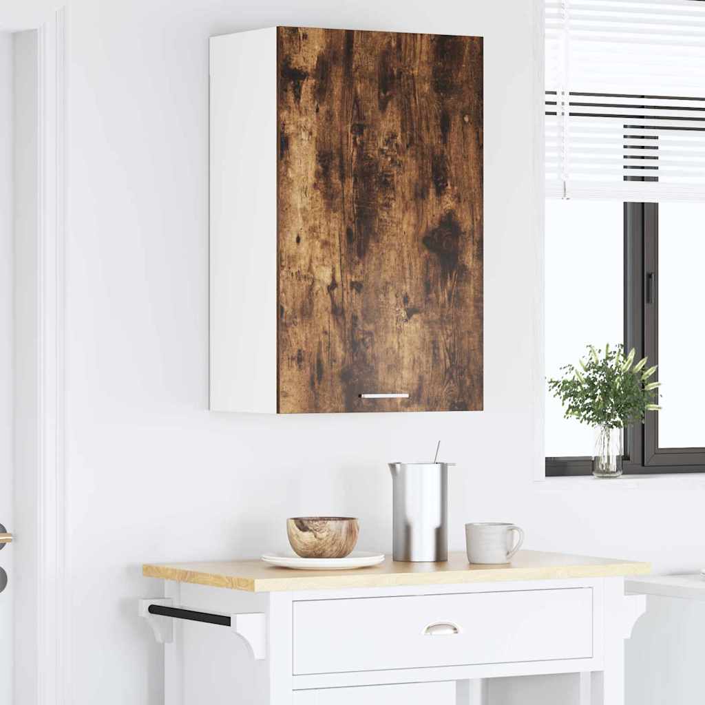 Hangkast Riga Gerookte Eik en Wit 50 x 31 x 80 cm Bewerkt hout