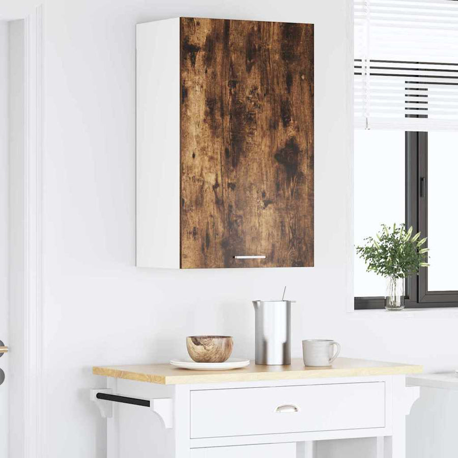 Hangkast Riga Gerookte Eik en Wit 50 x 31 x 80 cm Bewerkt hout