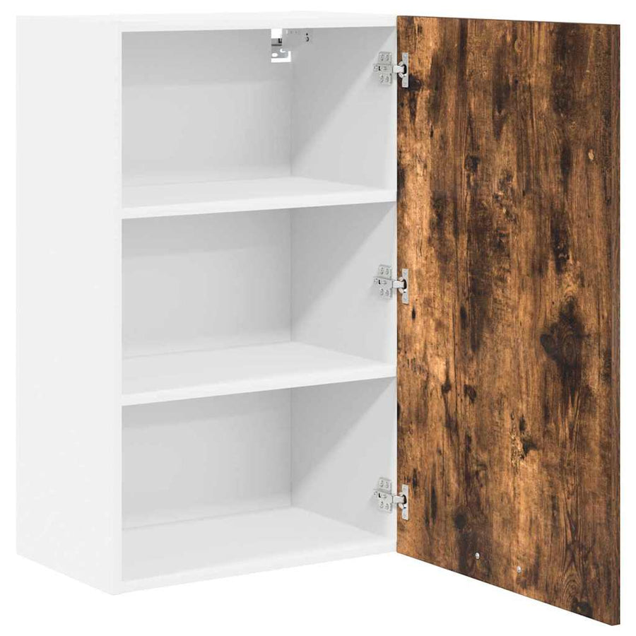 Hangkast Riga Gerookte Eik en Wit 50 x 31 x 80 cm Bewerkt hout