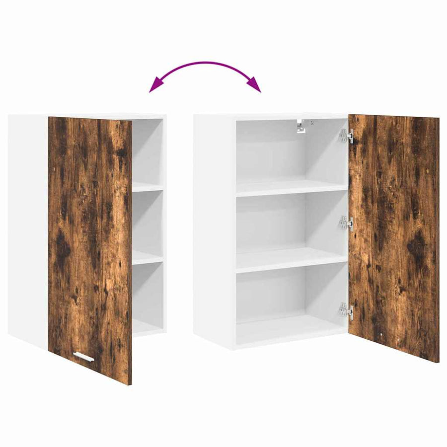 Hangkast Riga Gerookte Eik en Wit 50 x 31 x 80 cm Bewerkt hout