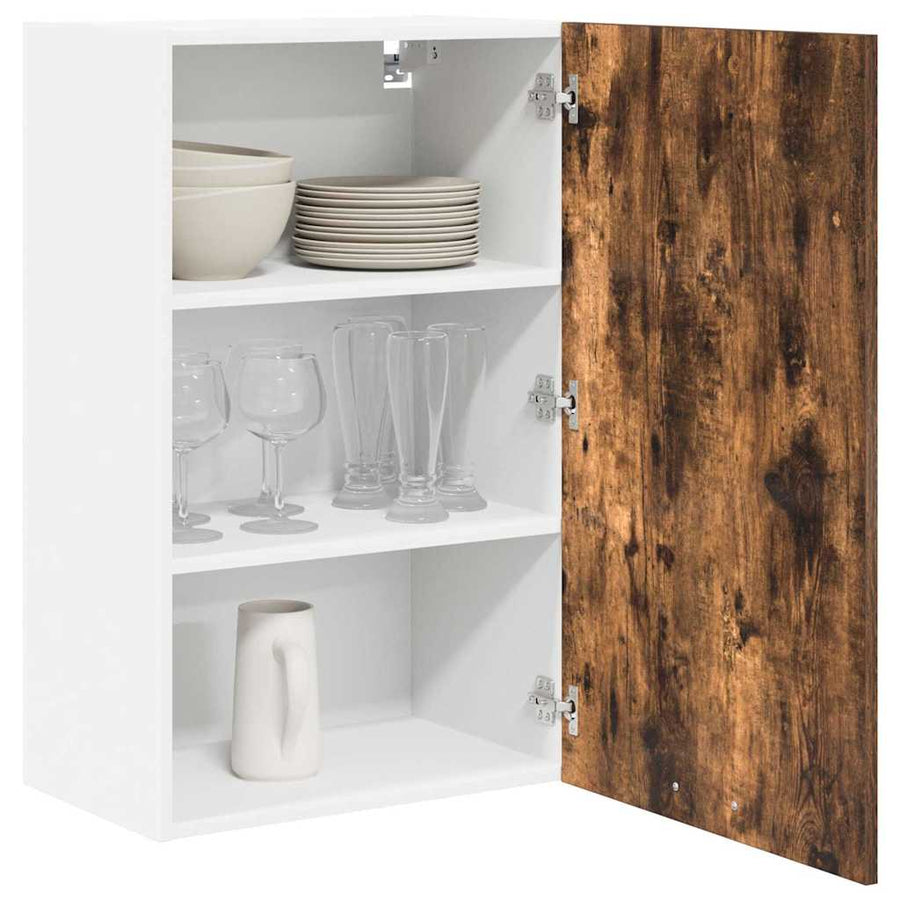Hangkast Riga Gerookte Eik en Wit 50 x 31 x 80 cm Bewerkt hout