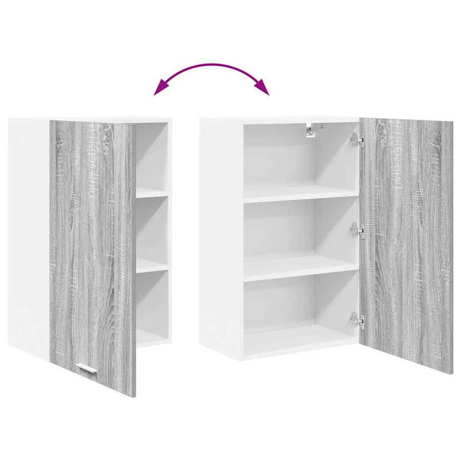 Hangkast Riga Grijs Sonoma en Wit 50 x 31 x 80 cm Bewerkt hout