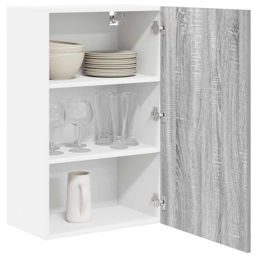 Hangkast Riga Grijs Sonoma en Wit 50 x 31 x 80 cm Bewerkt hout
