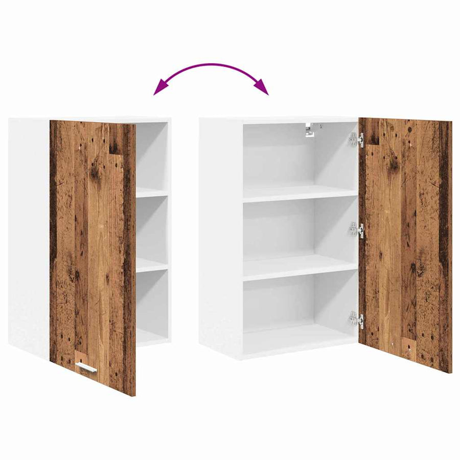 Hangkast Riga Oude Hout en Wit 50 x 31 x 80 cm Bewerkt hout