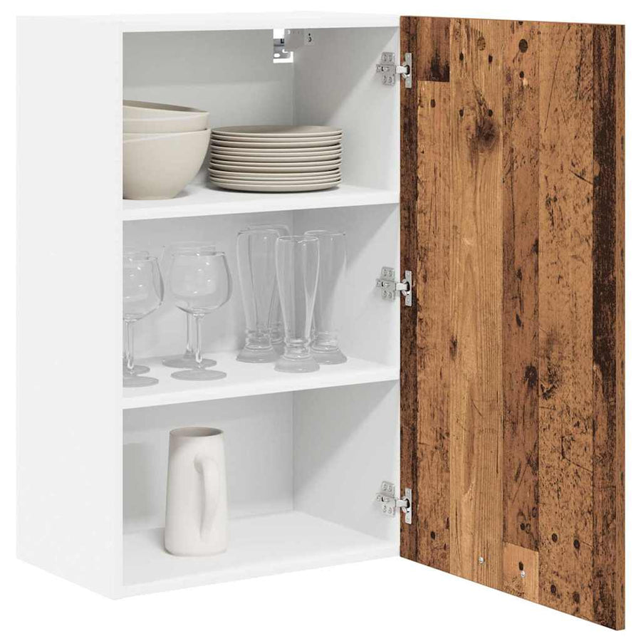 Hangkast Riga Oude Hout en Wit 50 x 31 x 80 cm Bewerkt hout