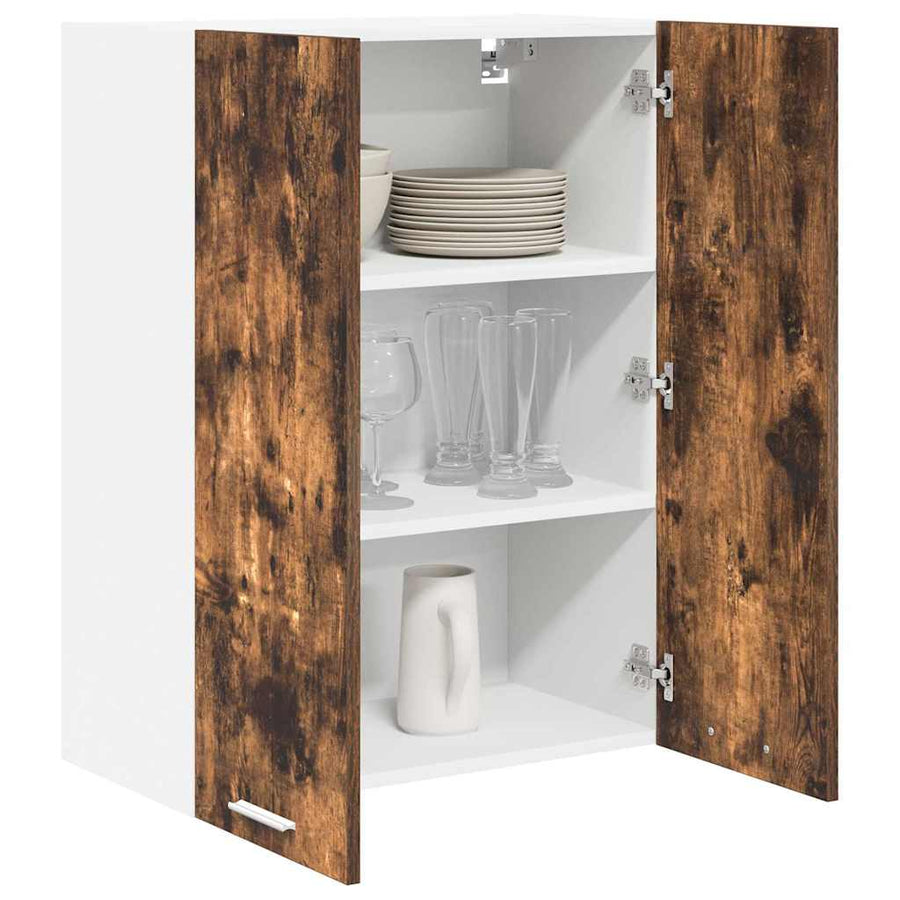 Hangkast Riga Gerookt eiken 60 x 31 x 80 cm Bewerkt hout