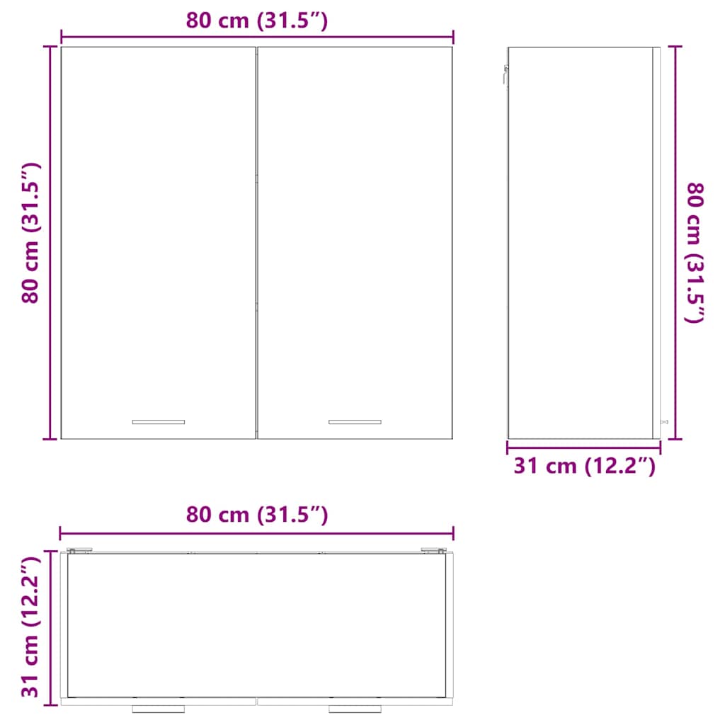 Hangkast met plank Riga Wit 80 x 31 x 80 cm Bewerkt hout