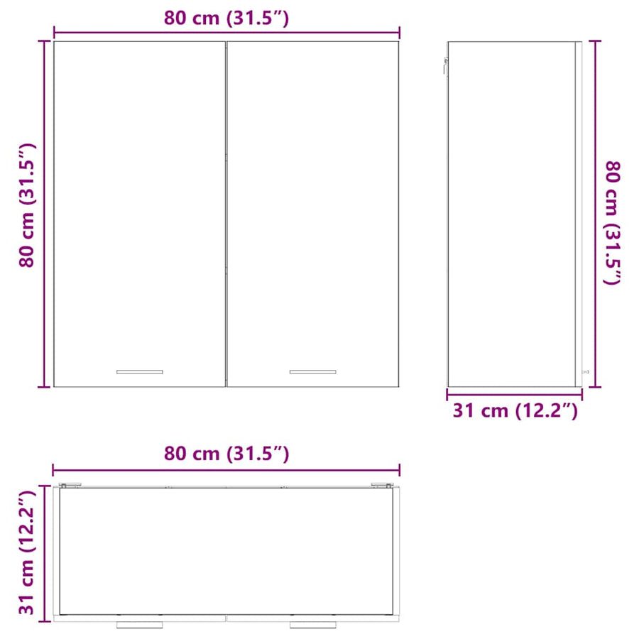 Hangkast met plank Riga Wit 80 x 31 x 80 cm Bewerkt hout