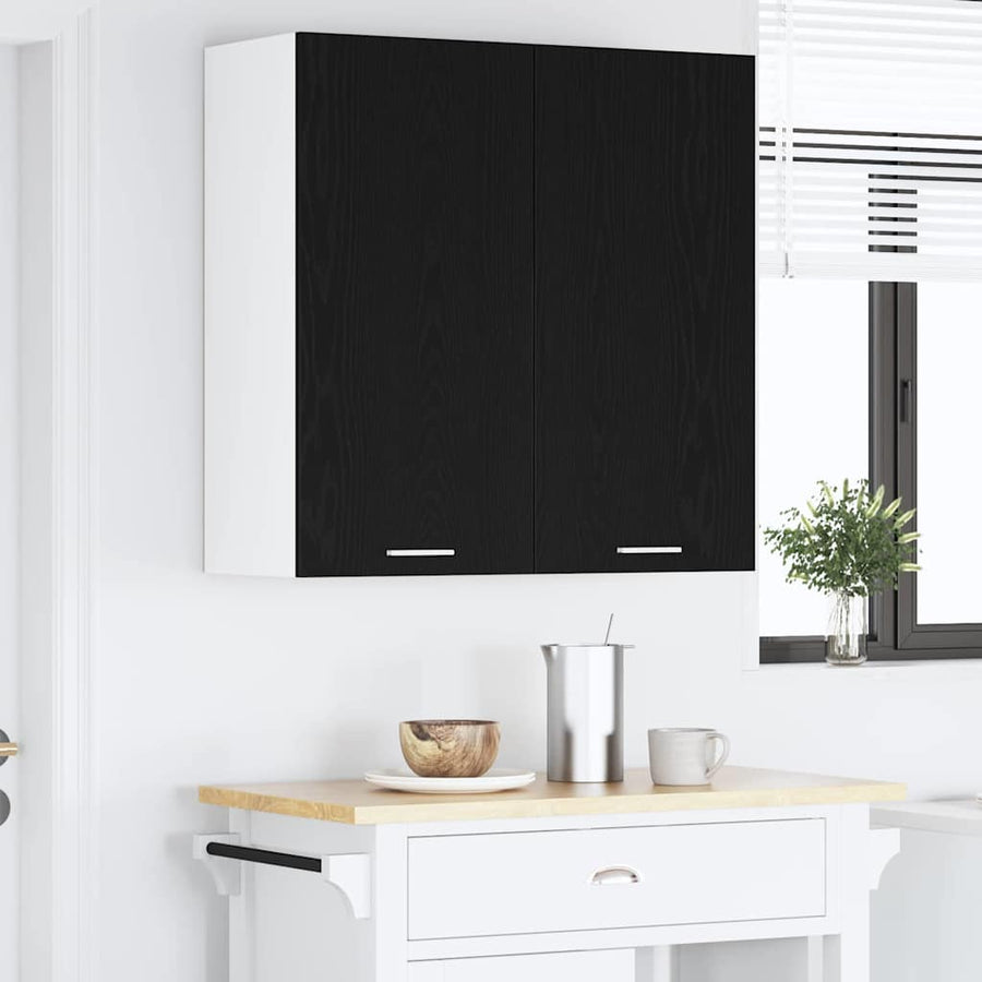 Hangkast Riga Zwart Eiken 80 x 31 x 80 cm Bewerkt hout