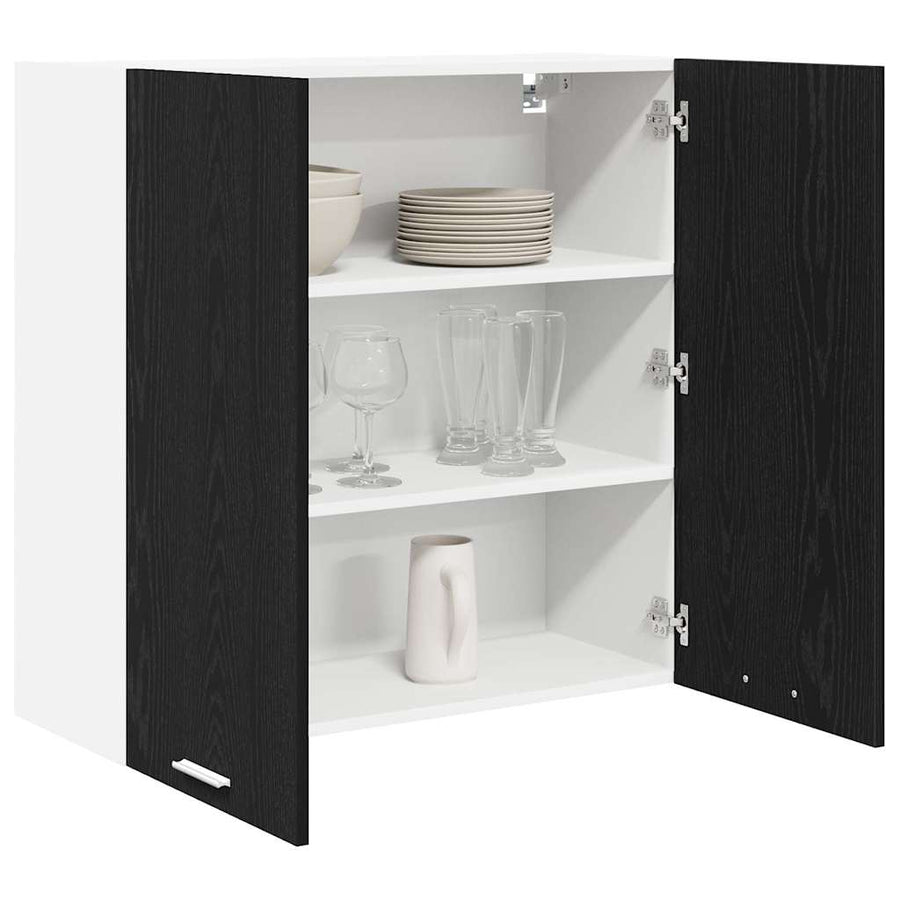 Hangkast Riga Zwart Eiken 80 x 31 x 80 cm Bewerkt hout