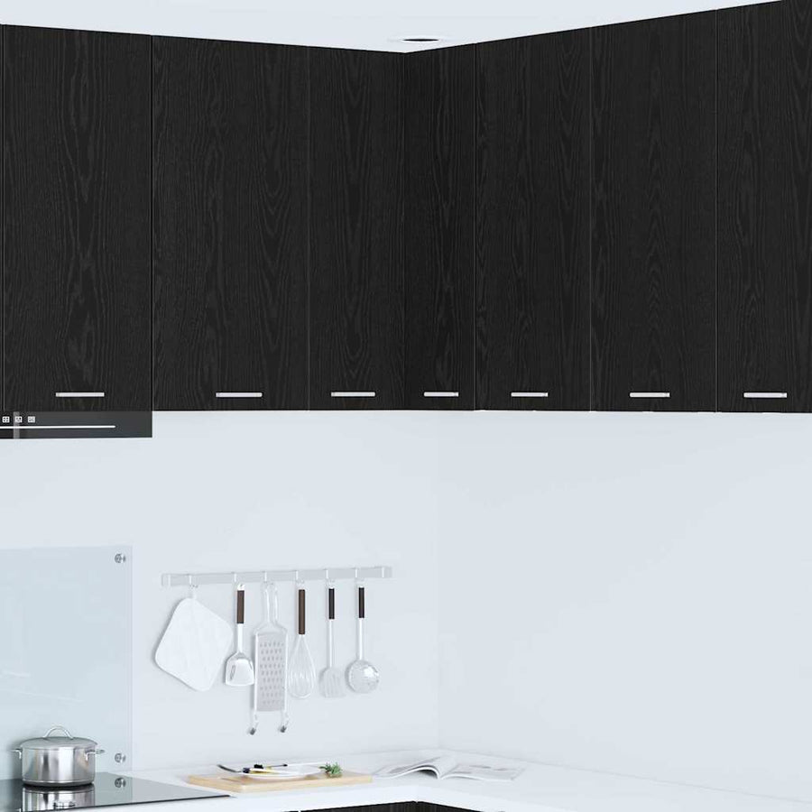 Hangkast Riga Zwarte Eik en Wit 57 x 57 x 80 cm Bewerkt hout