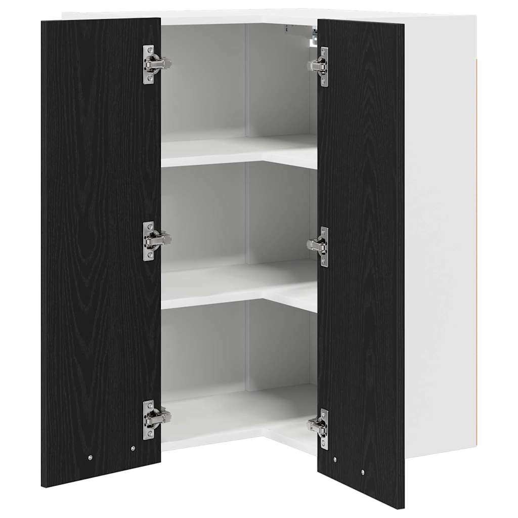 Hangkast Riga Zwarte Eik en Wit 57 x 57 x 80 cm Bewerkt hout