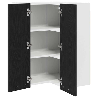 Hangkast Riga Zwarte Eik en Wit 57 x 57 x 80 cm Bewerkt hout