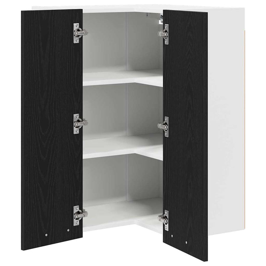Hangkast Riga Zwarte Eik en Wit 57 x 57 x 80 cm Bewerkt hout
