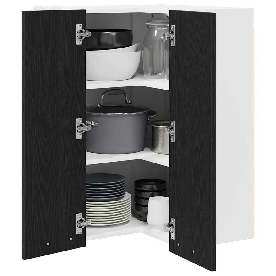 Hangkast Riga Zwarte Eik en Wit 57 x 57 x 80 cm Bewerkt hout