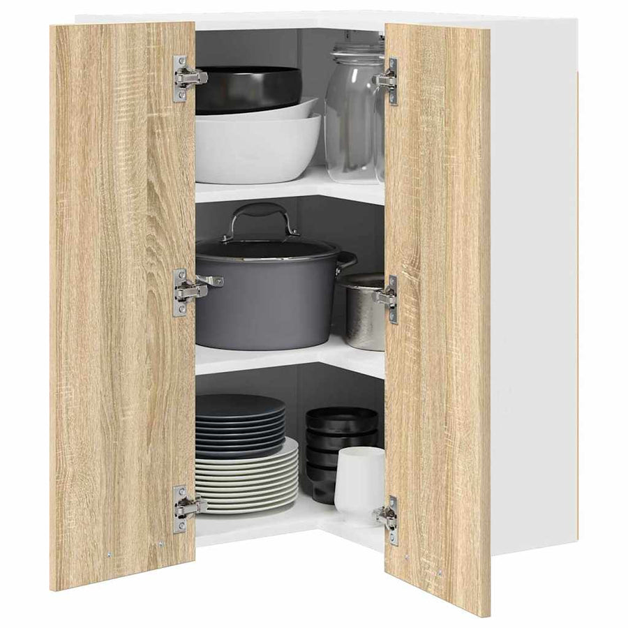 Hangkast Riga Sonoma Eik en Wit 57 x 57 x 80 cm Bewerkt hout