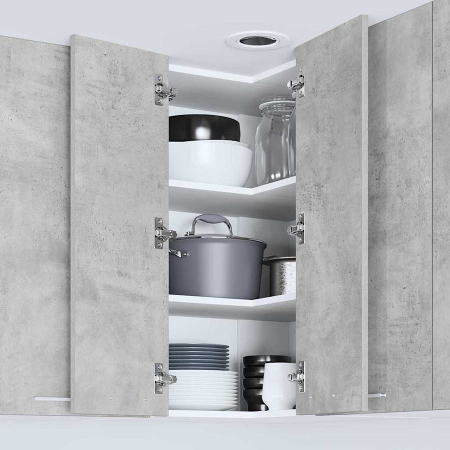 Hangkast Riga Beton Grijs en Wit 57 x 57 x 80 cm Bewerkt hout