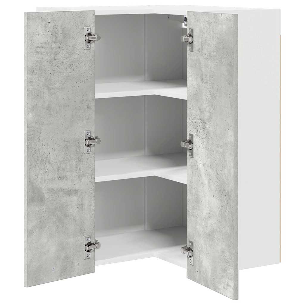 Hangkast Riga Beton Grijs en Wit 57 x 57 x 80 cm Bewerkt hout