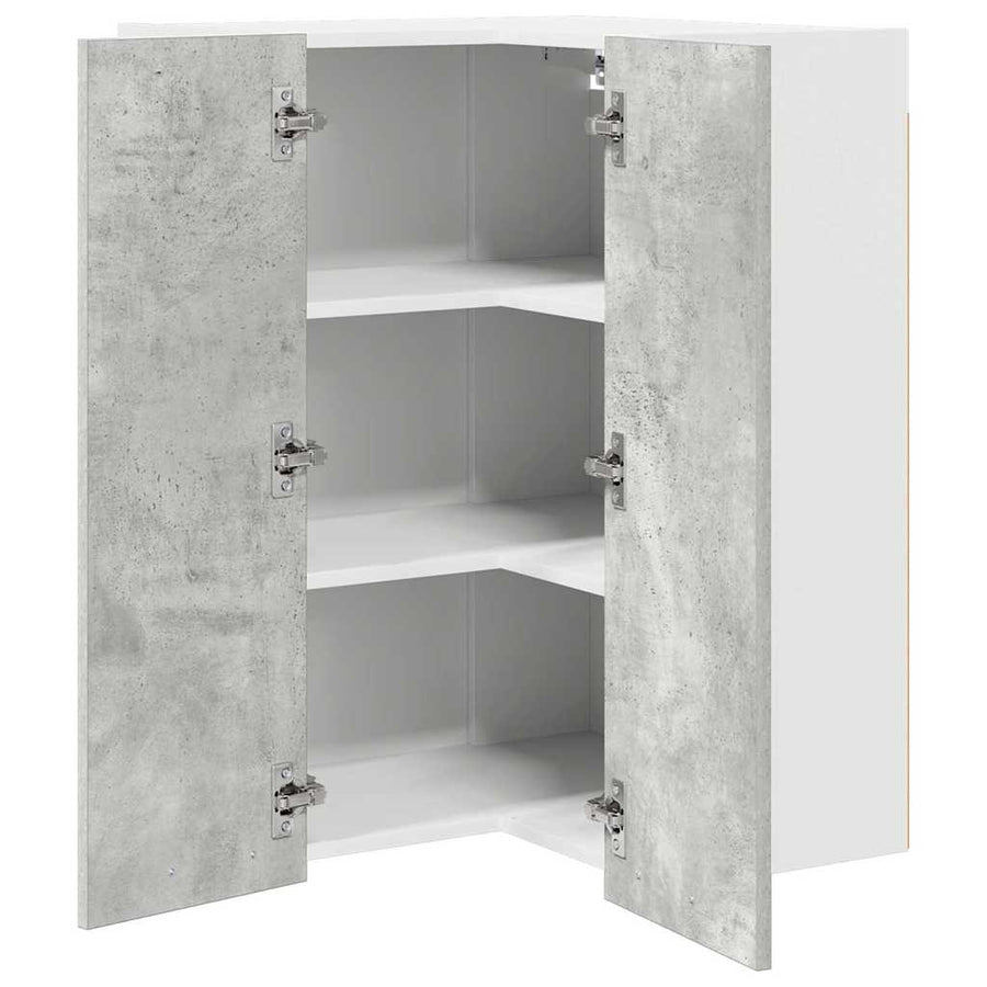 Hangkast Riga Beton Grijs en Wit 57 x 57 x 80 cm Bewerkt hout