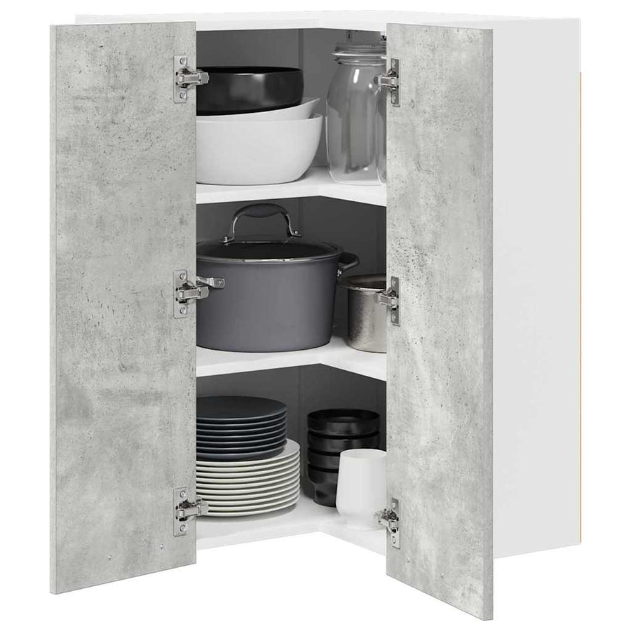 Hangkast Riga Beton Grijs en Wit 57 x 57 x 80 cm Bewerkt hout